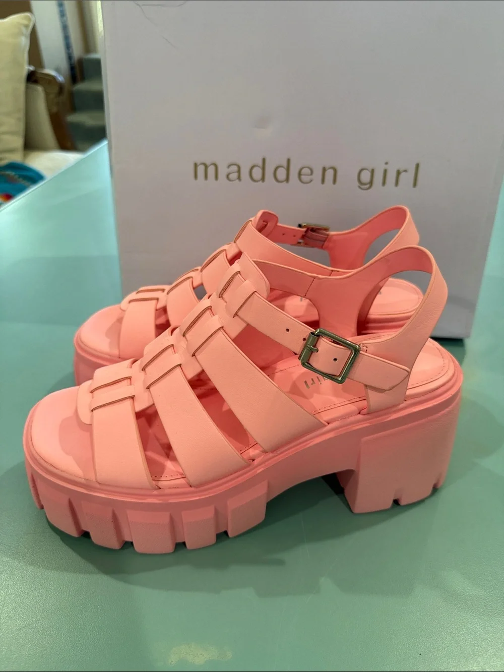 Madden Girl Bubblegum Pink Chunky Platform Sandals